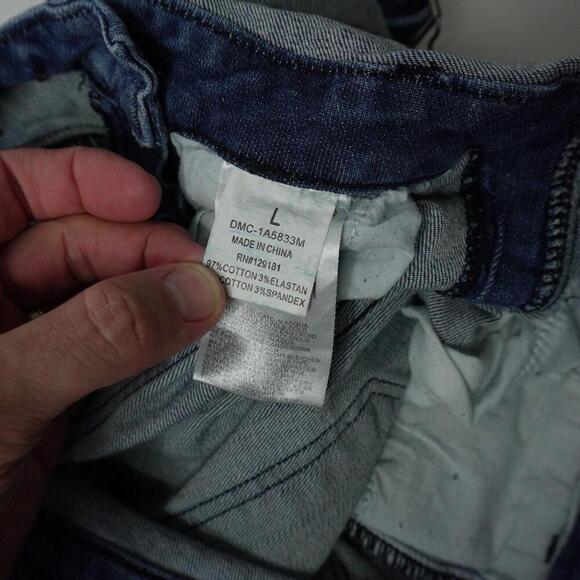 Machine Italy Bib Overalls Womens 31 Large Blue Distressed Grunge‎ Denim Skinny - Picture 7 of 9